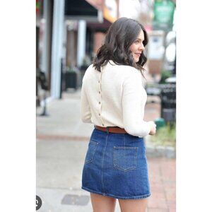 Madewell Hmm embroidered knit top button back Sz M